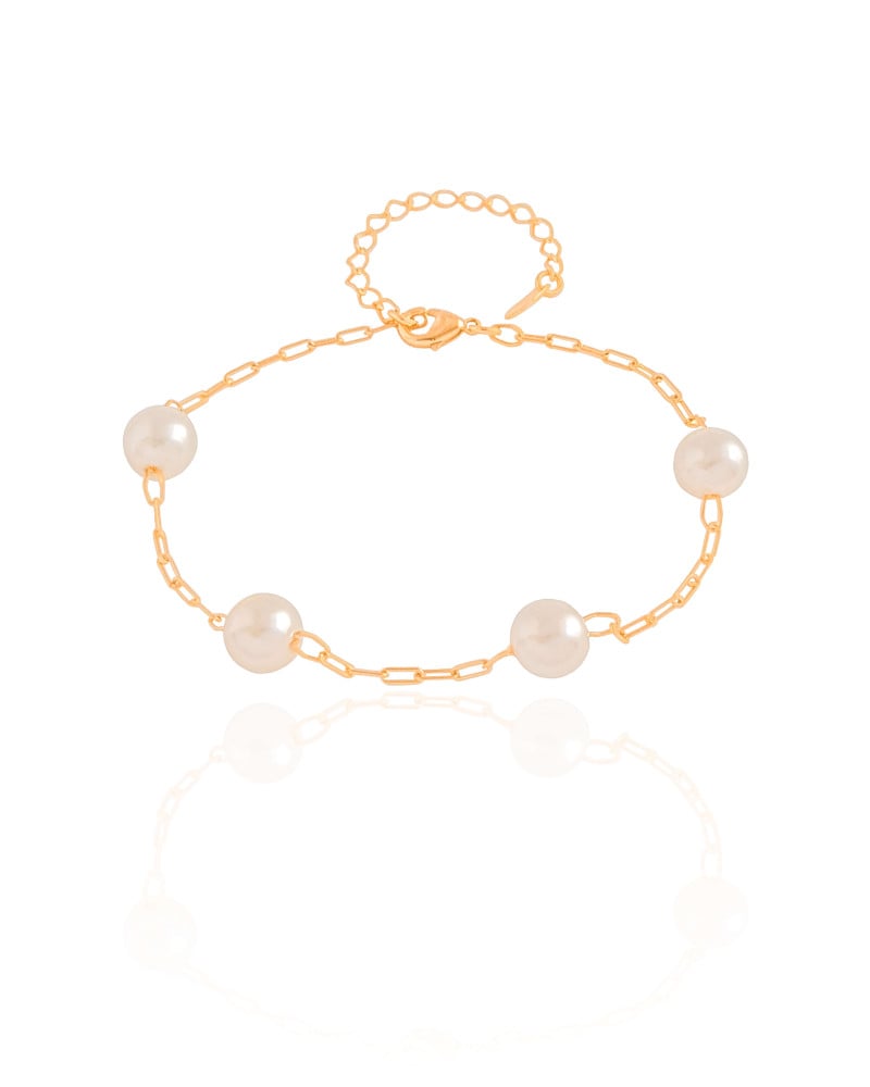 Pulseira Elos Pérolas 8 mm Banhado a Ouro 18K