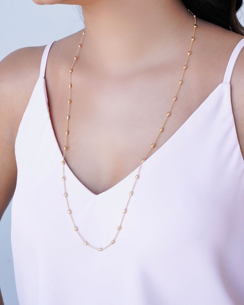 Gargantilha Longa Gomos Banhado a Ouro 18K - 70 cm