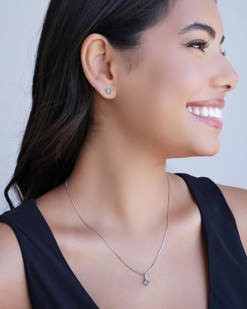 Conjunto Quadrado Turmalina 4 mm Ródio Branco
