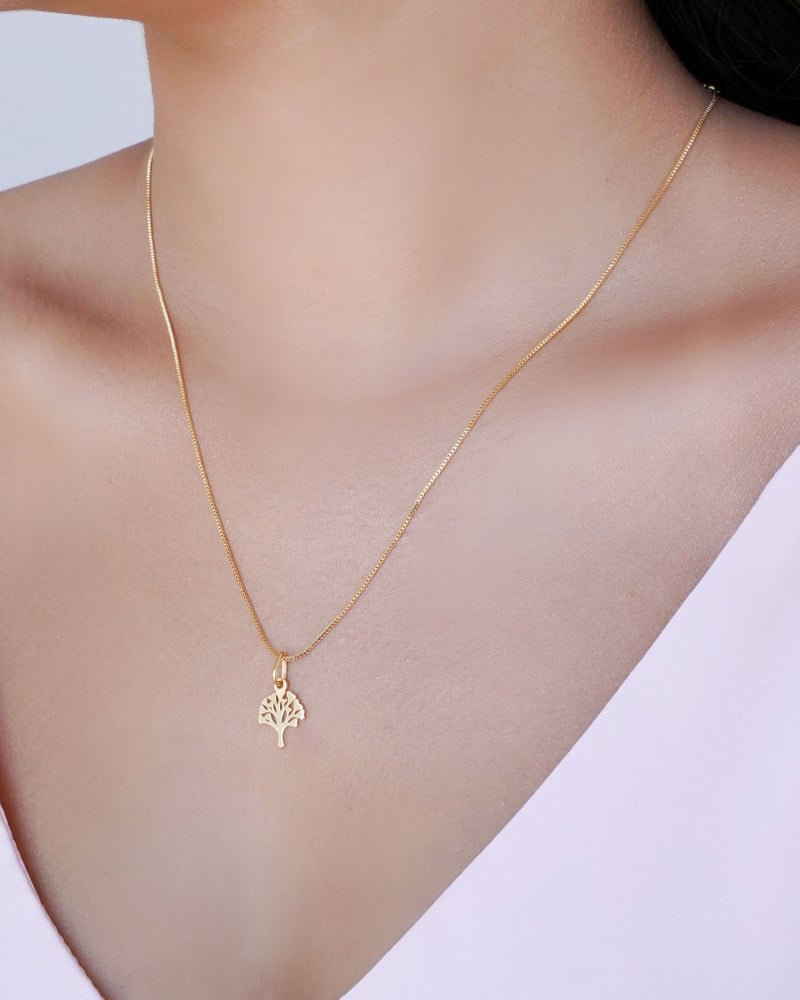 Gargantilha Veneziana Árvore da Vida Lisa Banhado a Ouro 18K - 45 cm