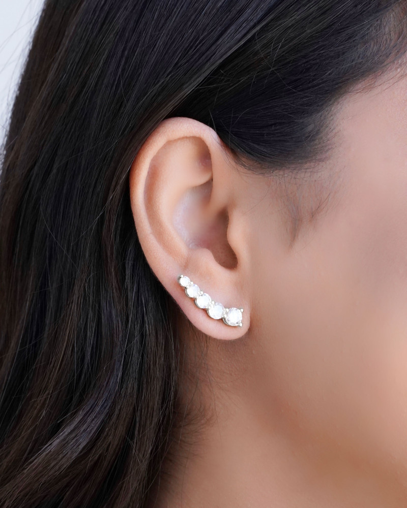 Ear Cuff Pontos de Luz Cristal 2.5 cm Ródio Branco