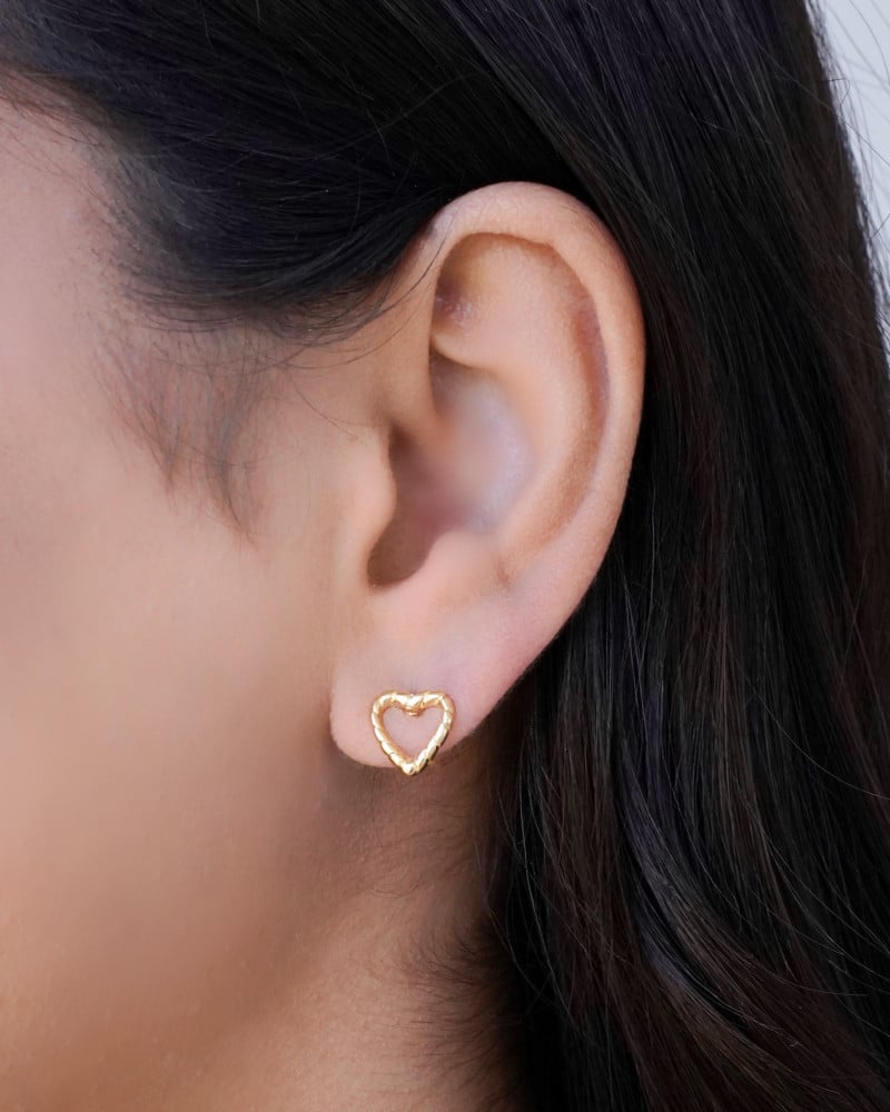 Brinco Coração Torcido 1.0 cm Banhado a Ouro 18K