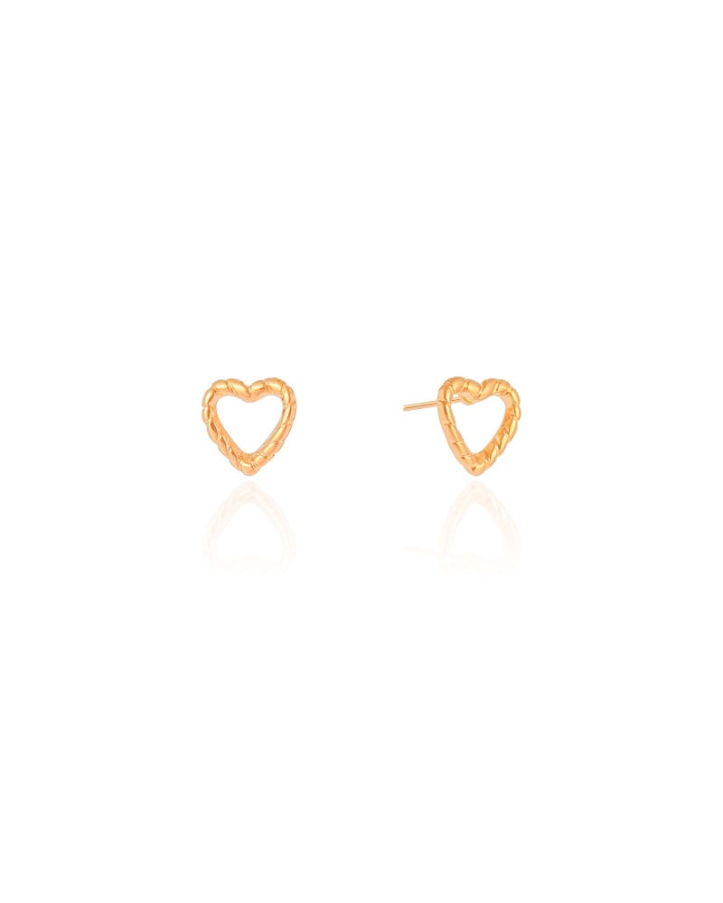 Brinco Coração Torcido 1.0 cm Banhado a Ouro 18K