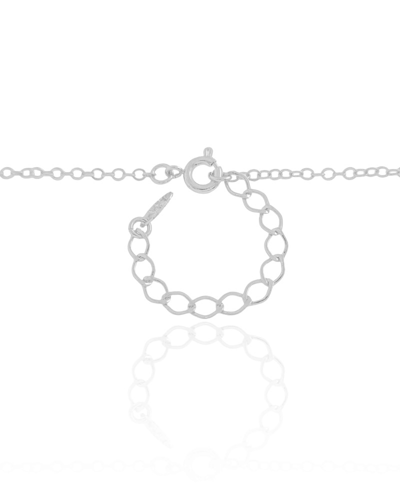 Gargantilha Elos Plaquinhas Pontos de Luz Cristal Ródio Branco - 40 cm