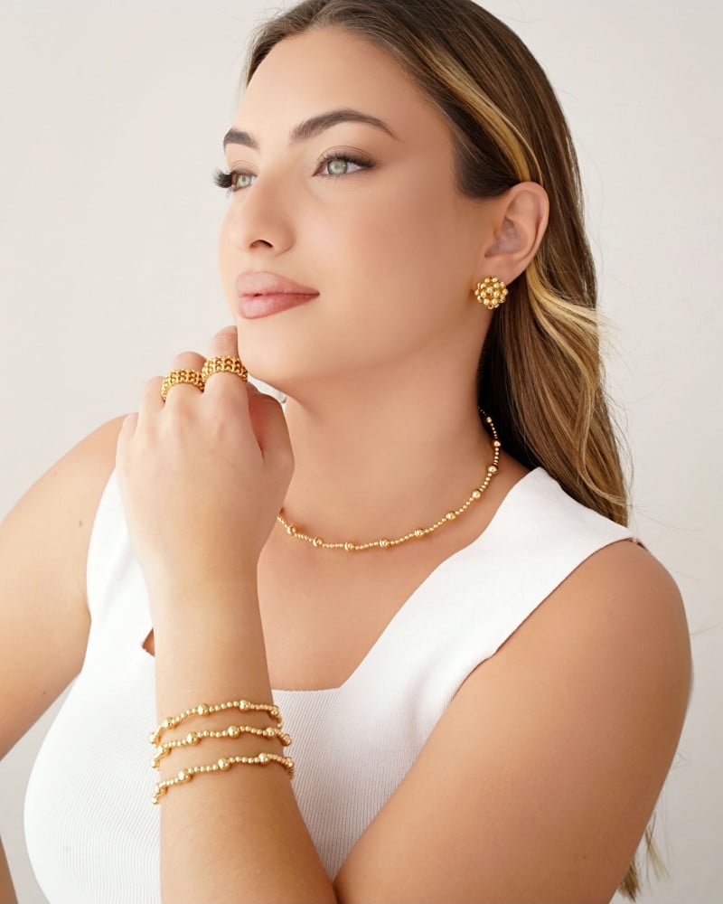 Aro Flexível Bolas Lisas Banhado a Ouro 18K