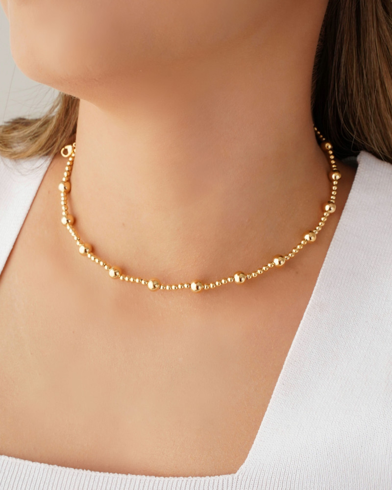 Aro Flexível Bolas Lisas Banhado a Ouro 18K