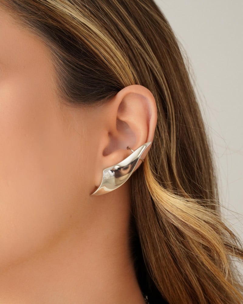 Ear Cuff Liso 4.6 cm Ródio Branco