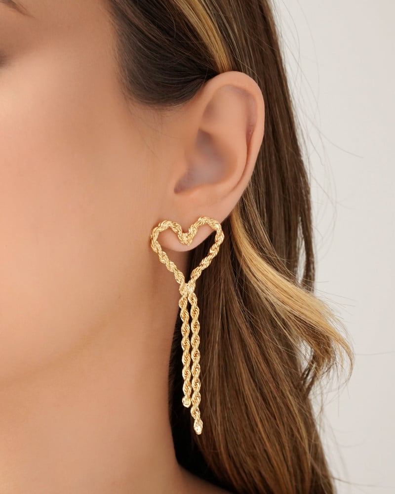 Brinco Coração Cordão Baiano 7.0 cm Banhado a Ouro 18K