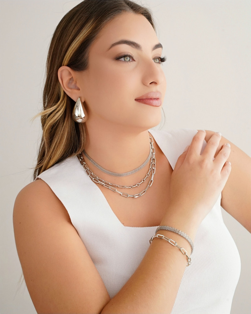 Pulseira Elos Ovais 6 mm Ródio Branco