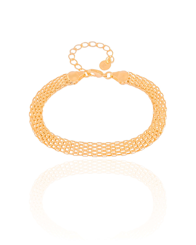 Pulseira Malha Italiana Achatada 6 mm Banhado a Ouro 18K
