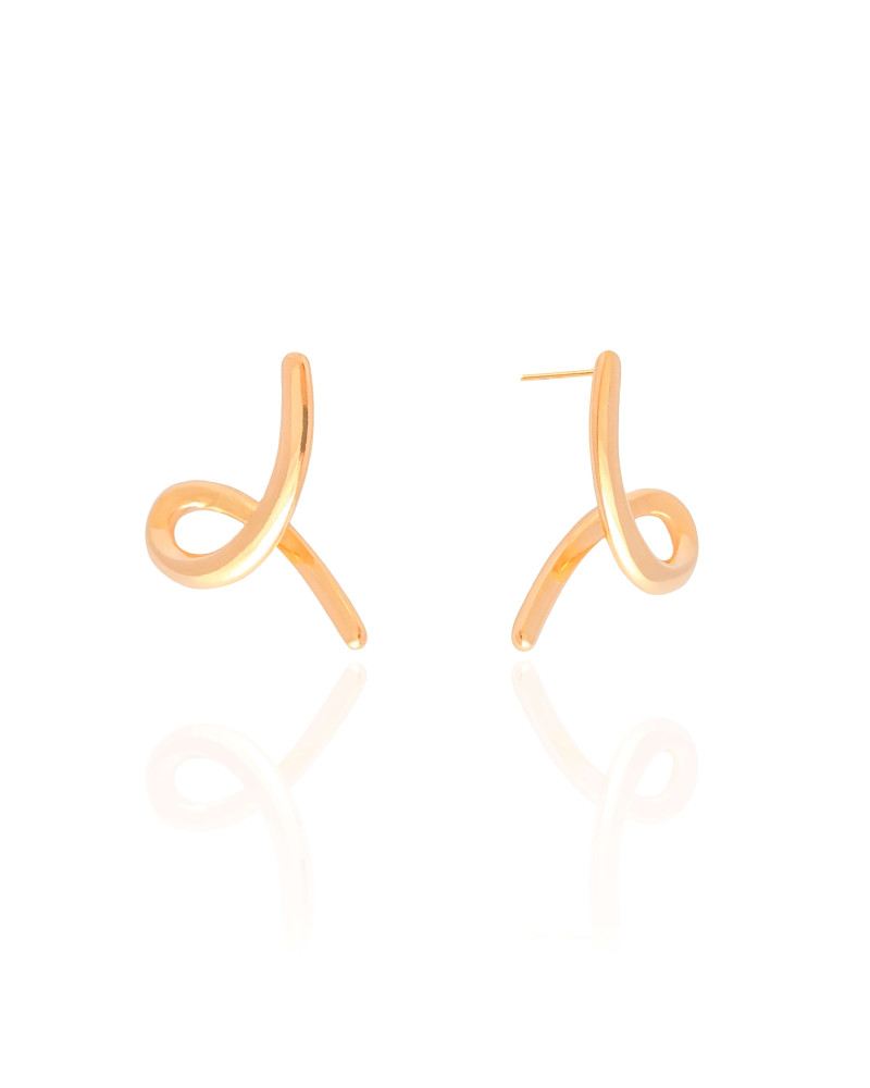 Brinco Laço Liso 2.2 cm Banhado a Ouro 18K
