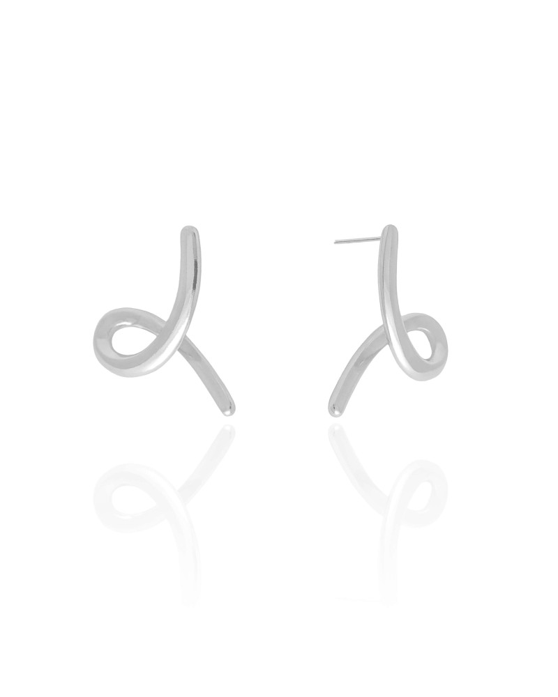 Brinco Laço Liso 2.2 cm Ródio Branco