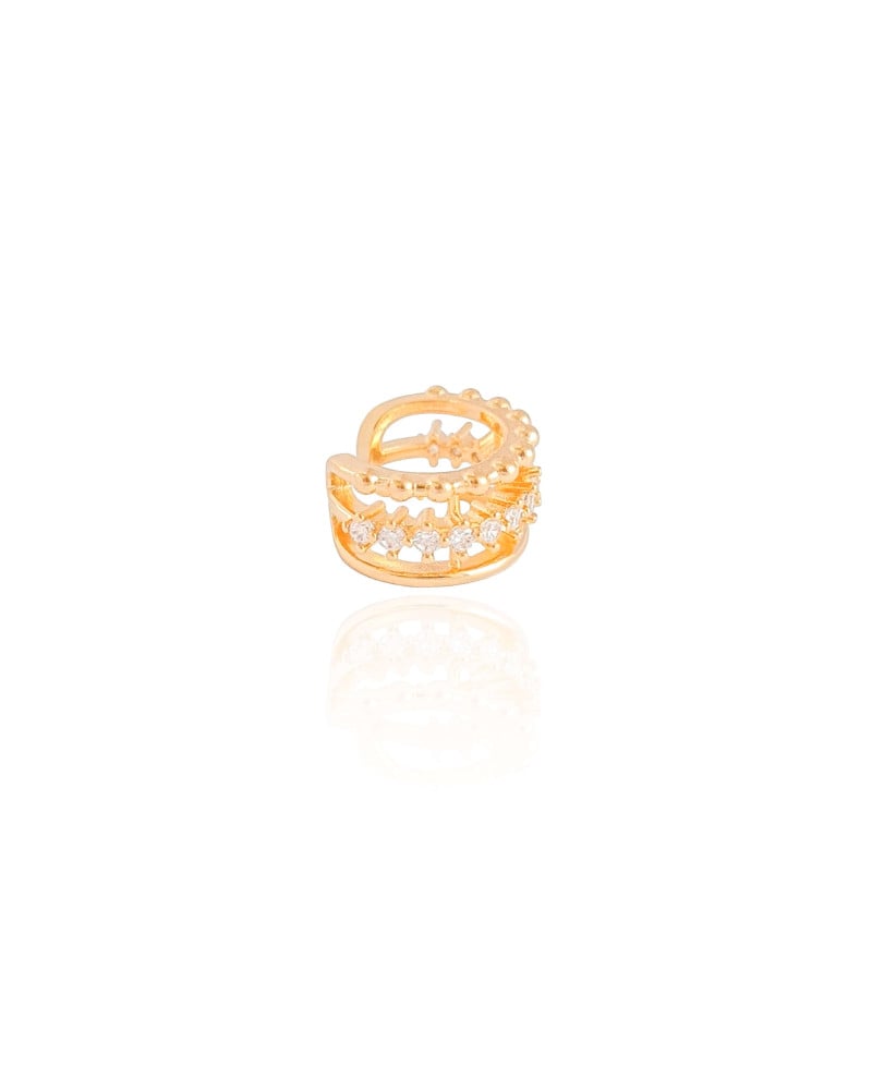 Piercing Bolinhas Pontos de Luz Cristal Banhado a Ouro 18K