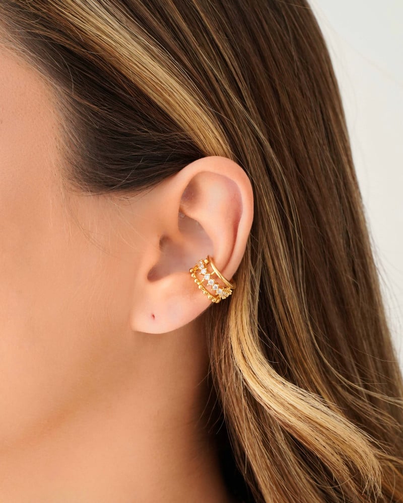 Piercing Bolinhas Pontos de Luz Cristal Banhado a Ouro 18K