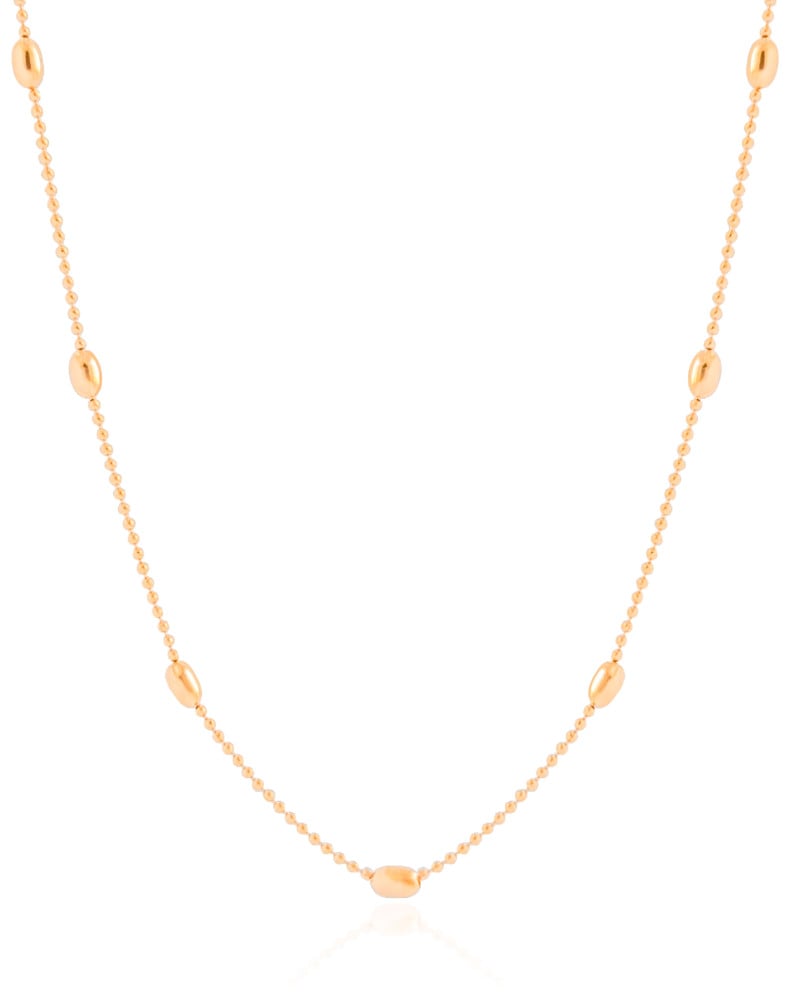 Gargantilha Longa Gomos Ovais 3 mm Banhado a Ouro 18K - 70 cm