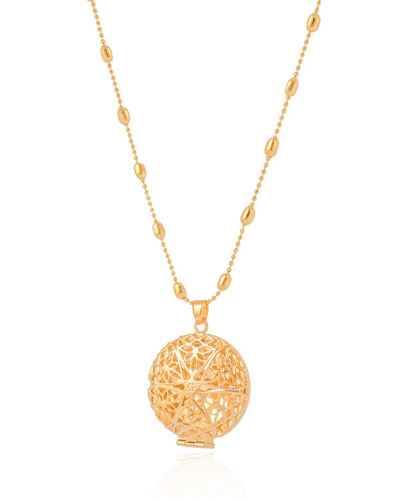 Relicário Estrela Gomos Banhado a Ouro 18K - 45 cm