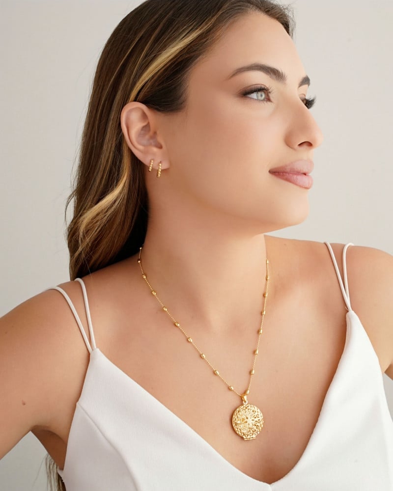 Relicário Estrela Gomos Banhado a Ouro 18K - 45 cm