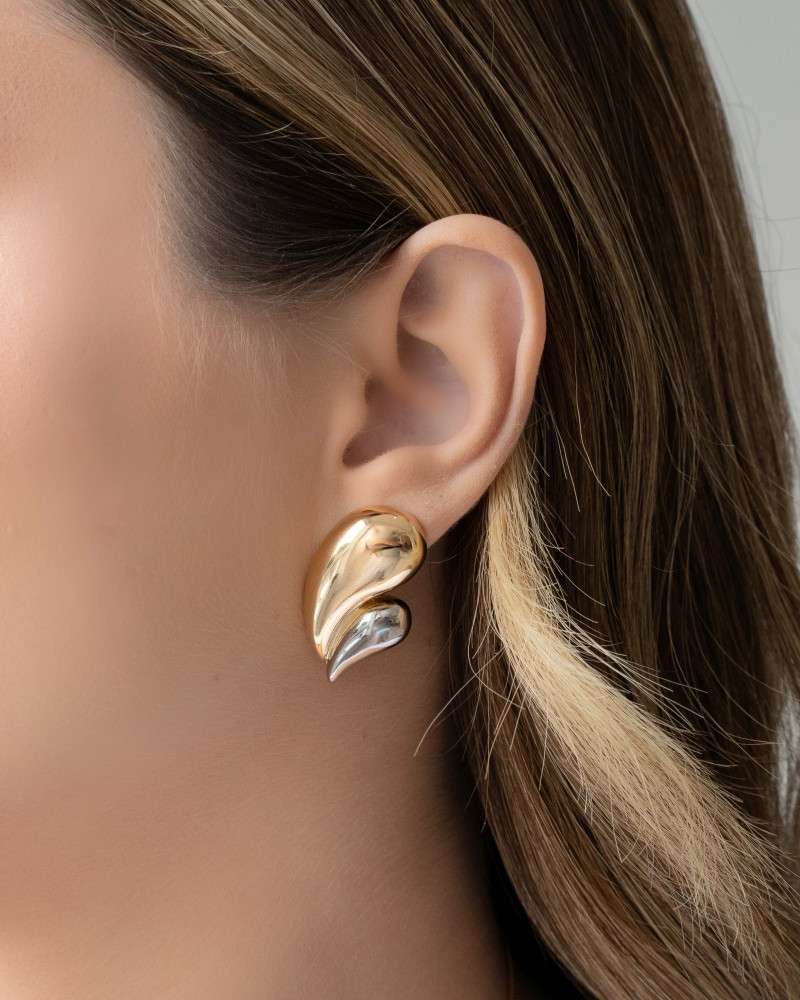 Brinco Gotas Mix de Banhos 3.3 cm Banhado a Ouro 18K