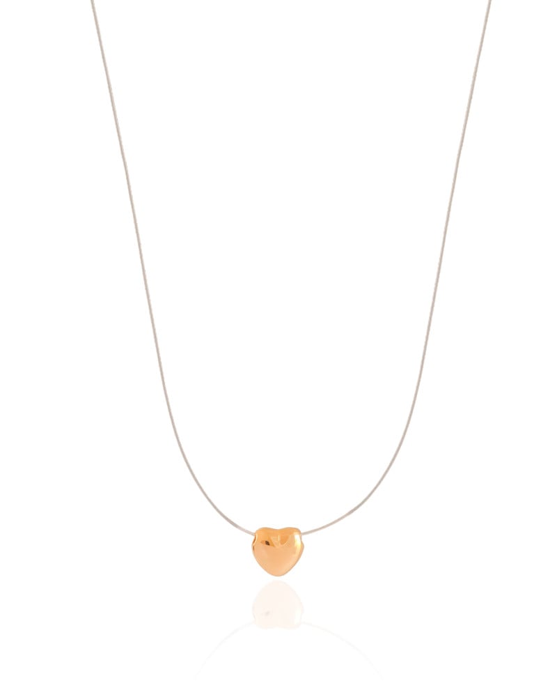 Choker Nylon Coração Liso 8 mm Banhado a Ouro 18K