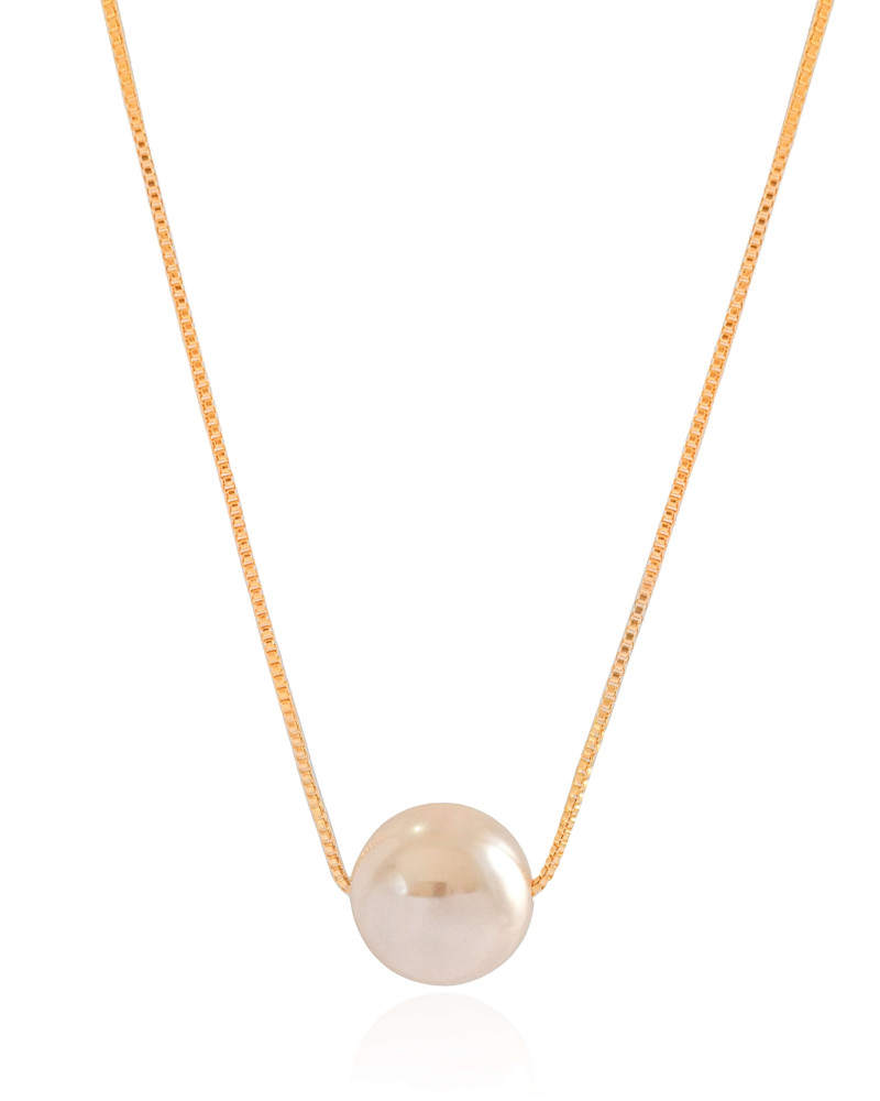 Gargantilha Longa Veneziana Pérola 16 mm Banhado a Ouro 18K - 60 cm