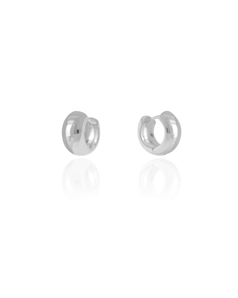 Brinco Argola Click Lisa 1.3 cm Ródio Branco