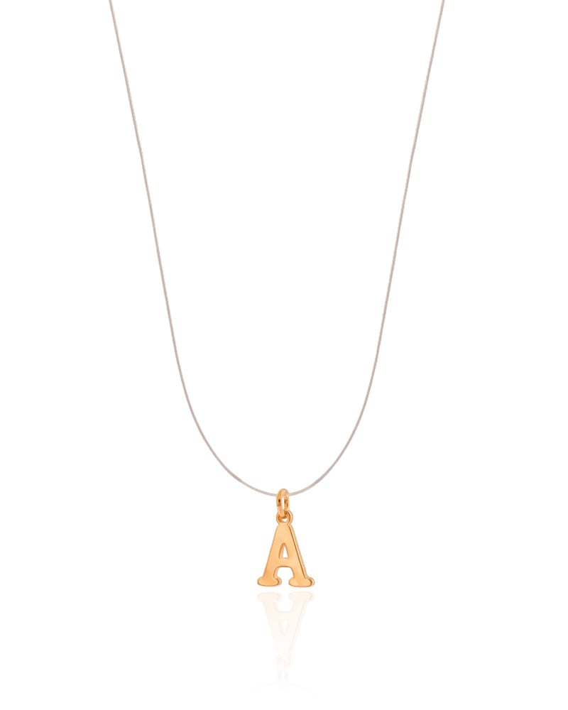 Choker Nylon Letra A Banhado a Ouro 18K