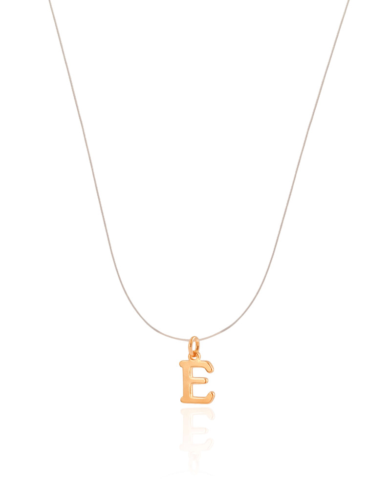 Choker Nylon Letra E Banhado a Ouro 18K