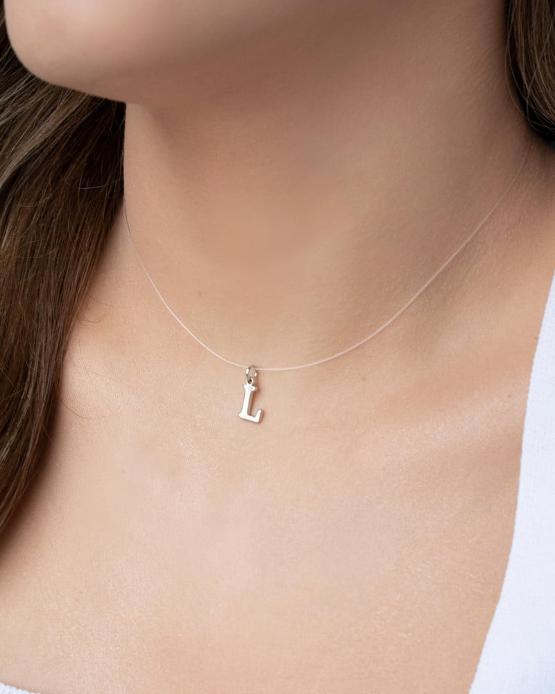 Choker Nylon Letra R Ródio Branco
