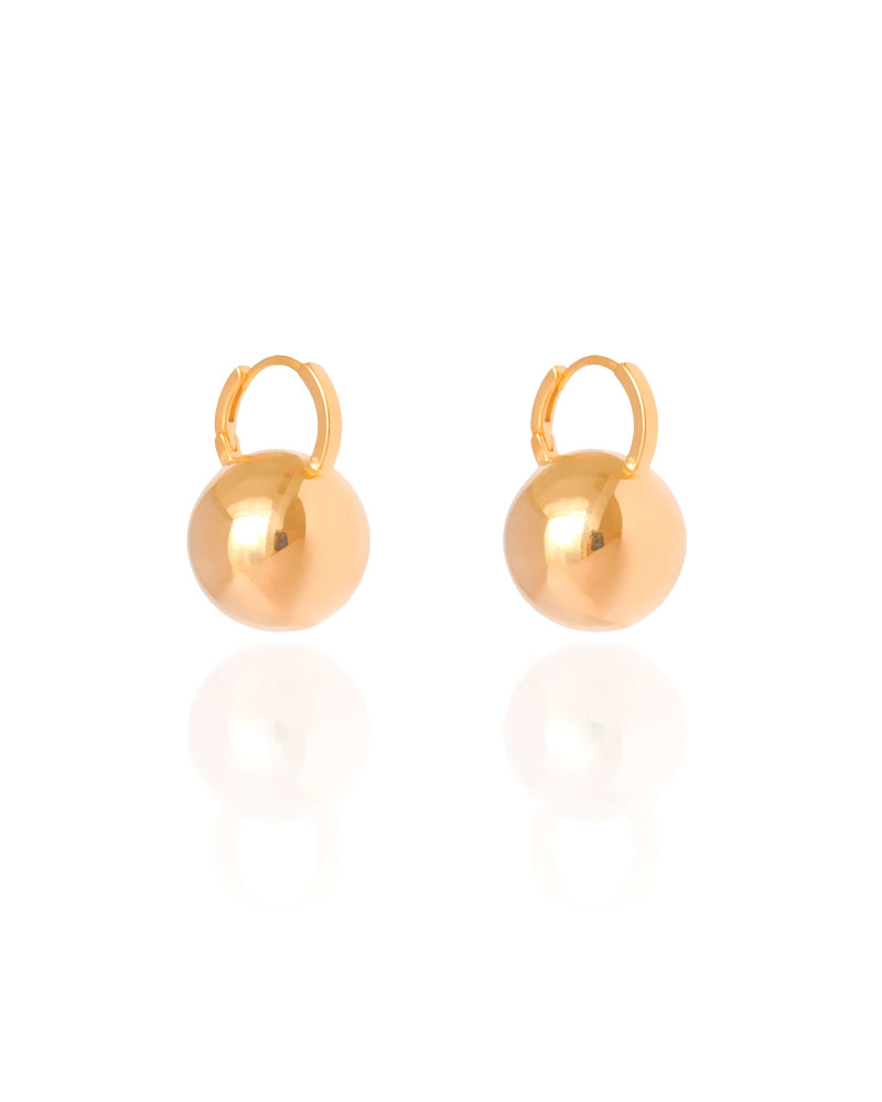 Brinco Argola Click Bola Lisa 2.4 cm Banhado a Ouro 18K