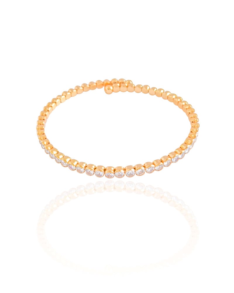 Bracelete Pontos de Luz Cristal 3 mm Banhado a Ouro 18K
