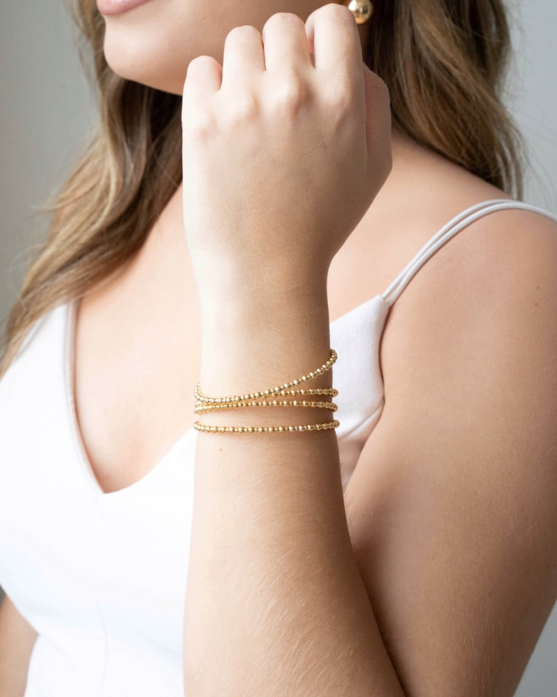 Bracelete Mola Bolinhas 3 mm Banhado a Ouro 18K
