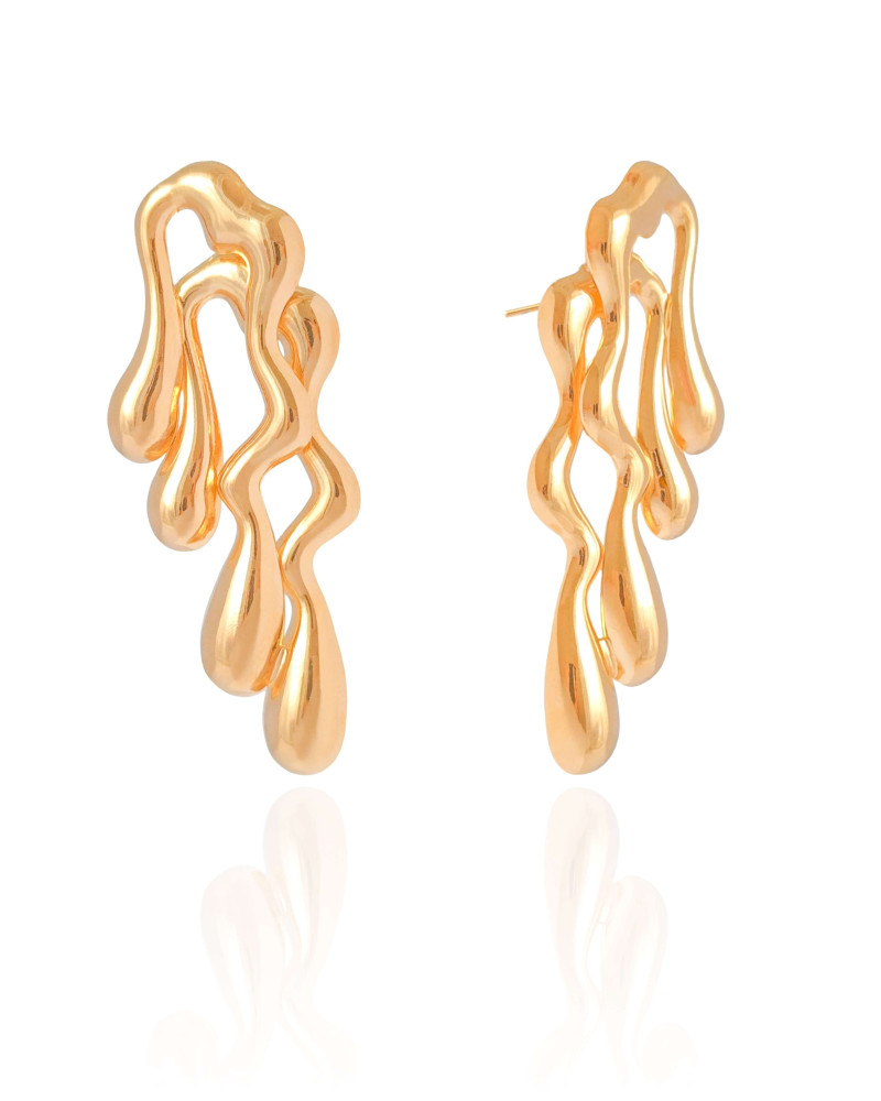Brinco Derretido Liso 5.2 cm  Banhado a Ouro 18K