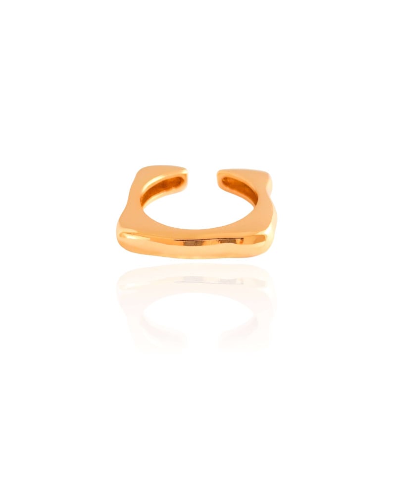 Anel Quadrado Orgânico Tamanho 14 Banhado a Ouro 18K