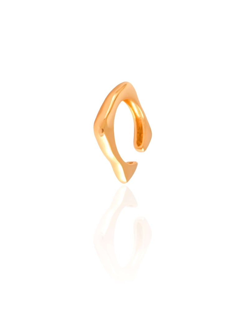 Anel Quadrado Orgânico Tamanho 14 Banhado a Ouro 18K