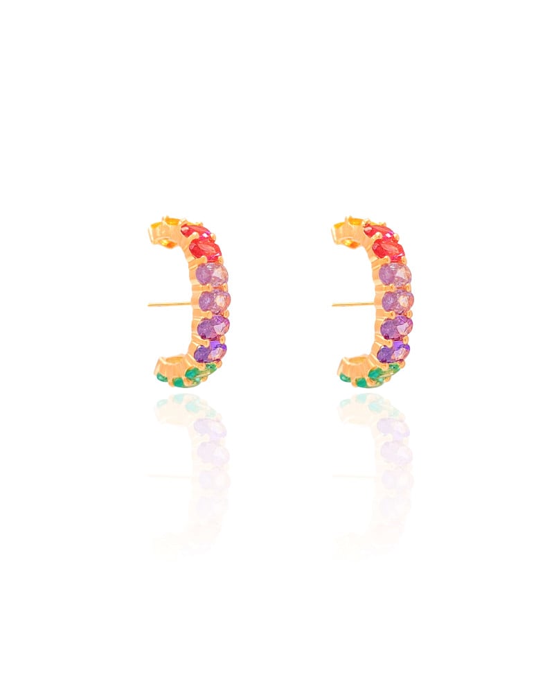 Ear Hook Ovais Coloridos Banhado a Ouro 18K