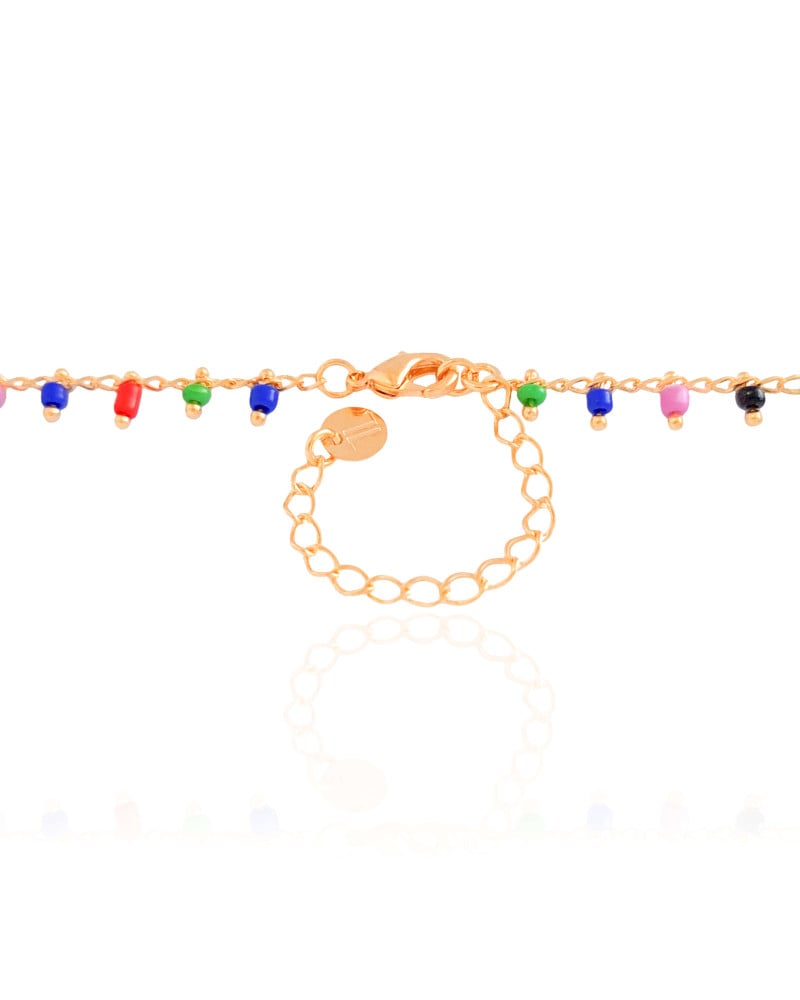 Choker Miçangas Coloridas Banhado a Ouro 18K