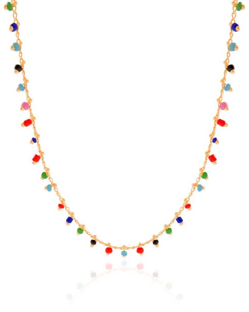 Choker Miçangas Coloridas Banhado a Ouro 18K