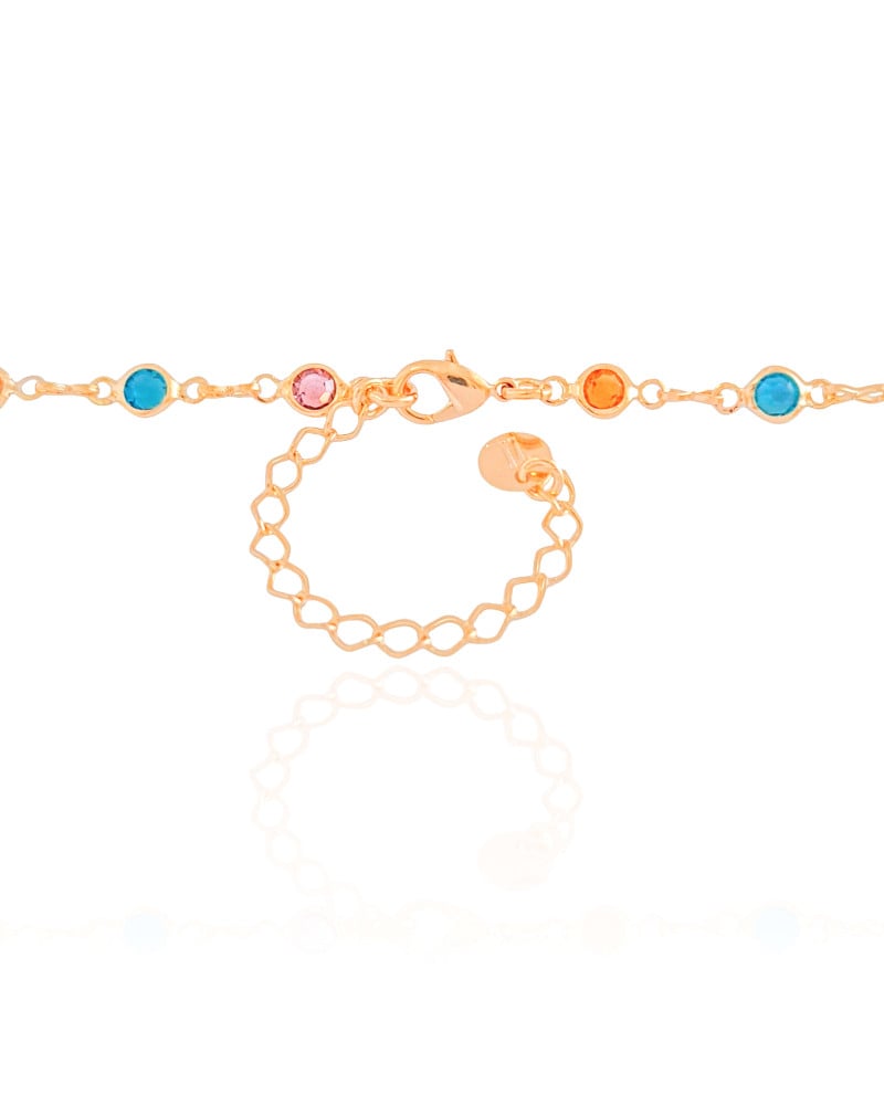 Gargantilha Pontos de Luz Coloridos Banhado a Ouro 18K - 45 cm
