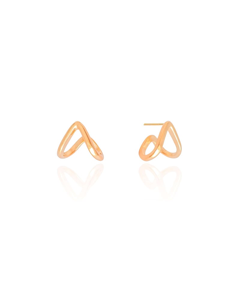 Brinco Argola em V Lisa 1.1 cm Banhado a Ouro 18K