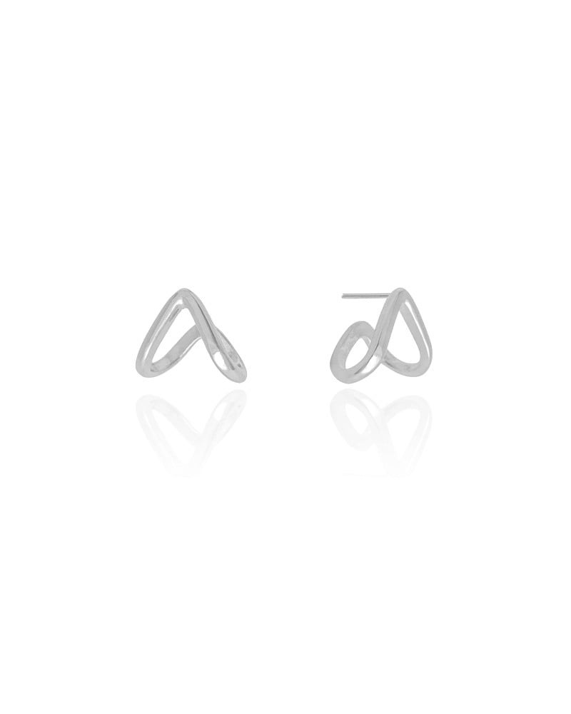 Brinco Argola em V Lisa 1.1 cm Ródio Branco