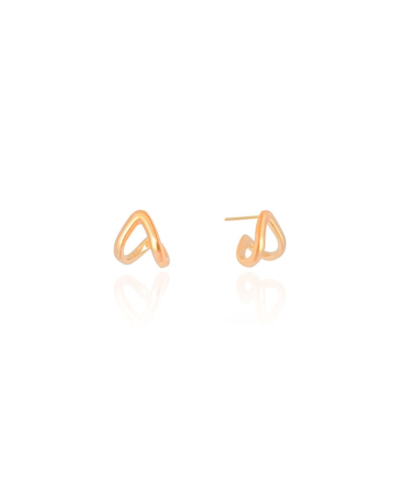 Brinco Argola em V Lisa 1.0 cm Banhado a Ouro 18K
