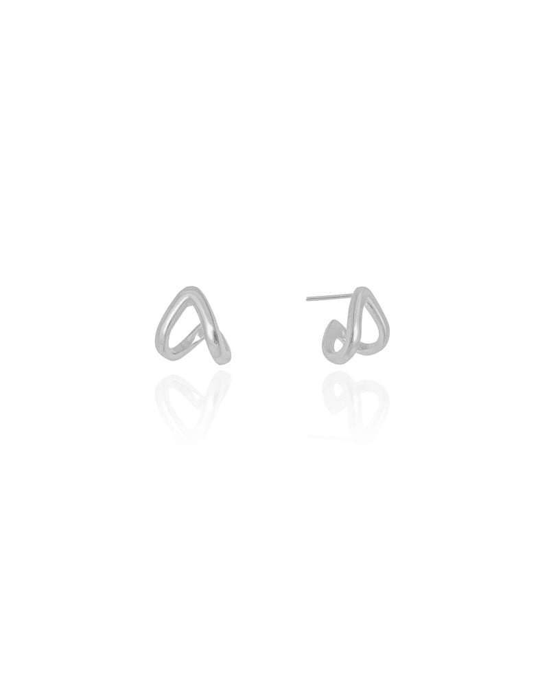 Brinco Argola em V Lisa 1.0 cm Ródio Branco