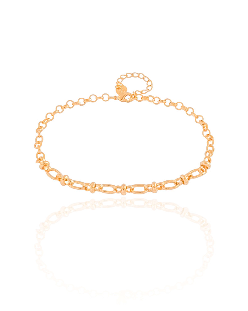 Tornozeleira Elos Ovais 6 mm Banhado a Ouro 18K