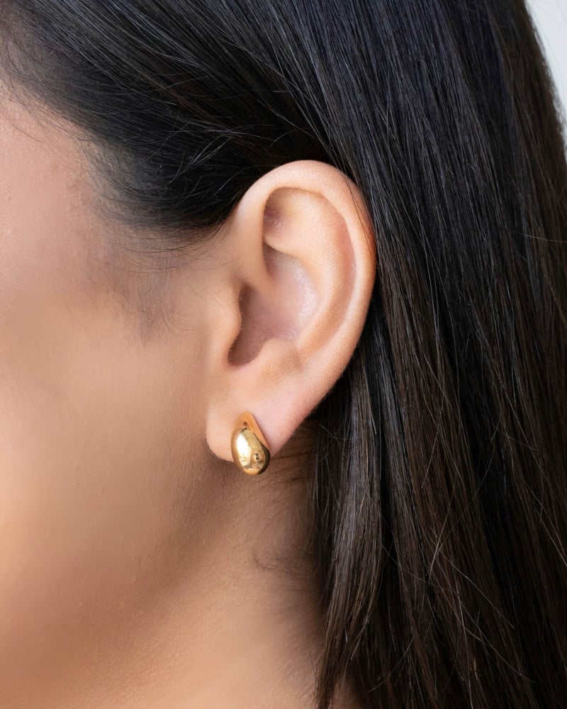 Brinco Gota Lisa ABS 1.6 cm Banhado a Ouro 18K