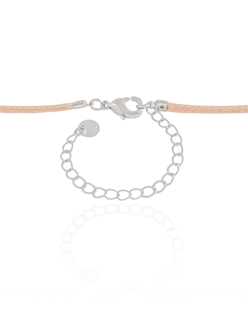 Choker Fio Coreano Bege Búzio Ródio Branco