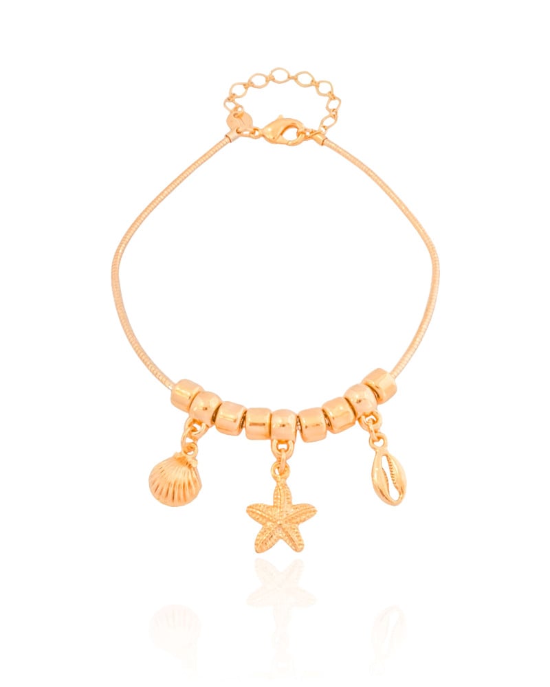 Pulseira Flexível Búzios Banhado a Ouro 18K