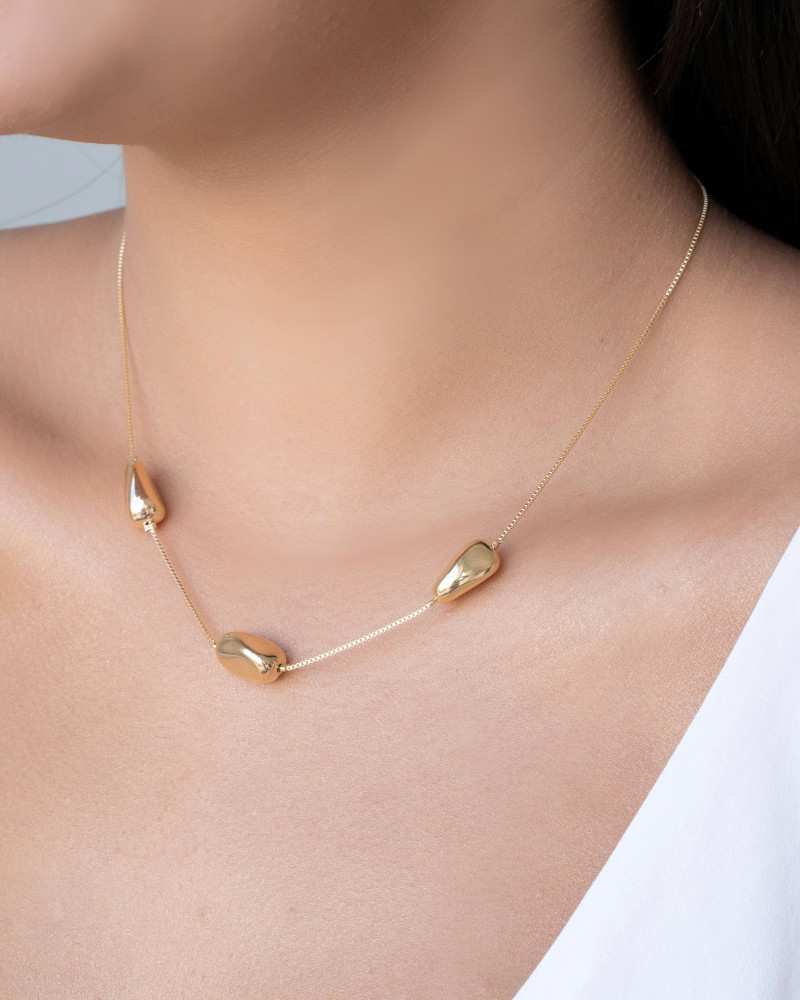 Gargantilha Veneziana Oval Liso Banhado a Ouro 18K - 40 cm