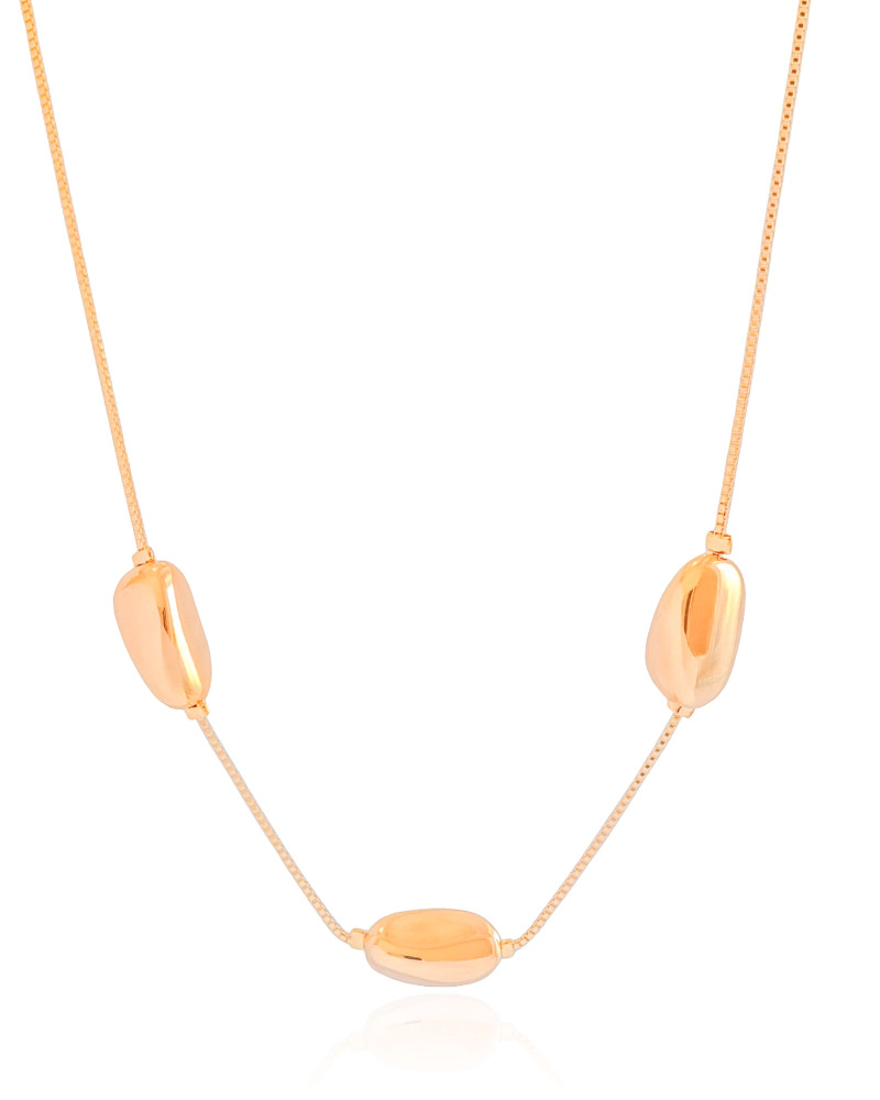 Gargantilha Veneziana Oval Liso Banhado a Ouro 18K - 40 cm