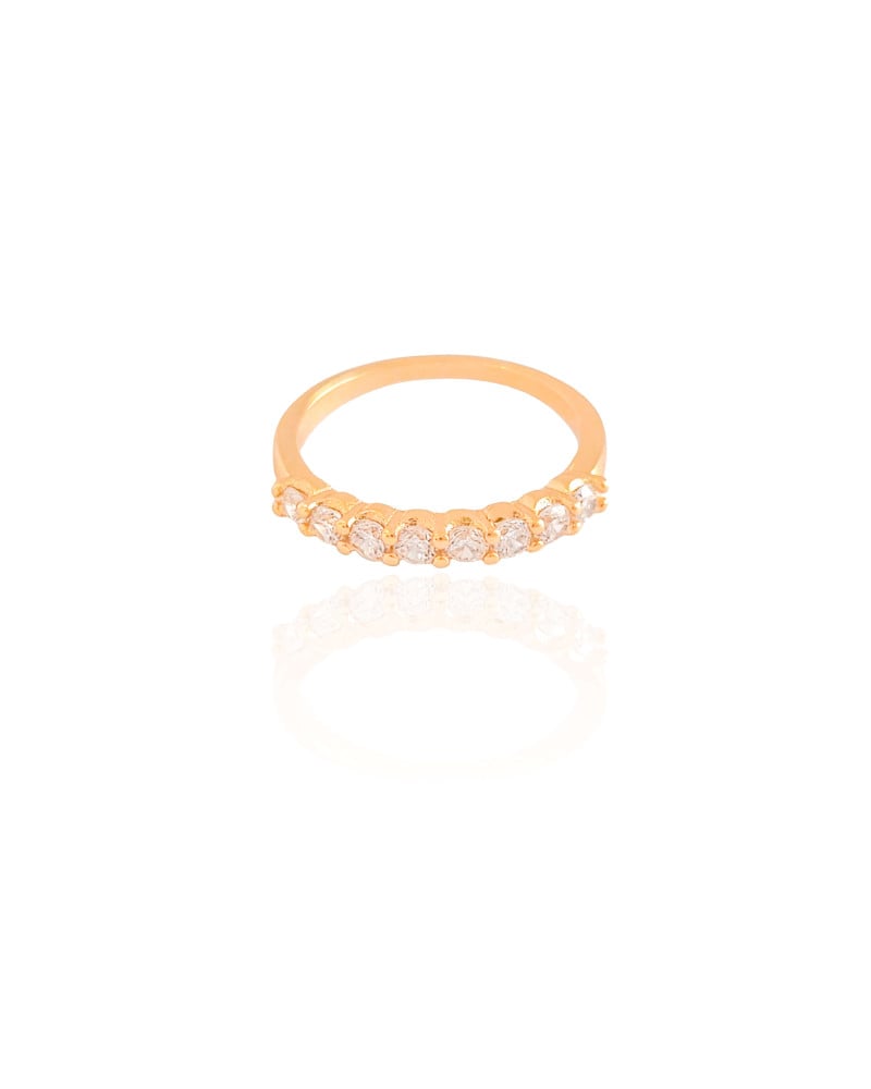 Anel Pontos de Luz Cristal Tamanho 19 Banhado a Ouro 18K