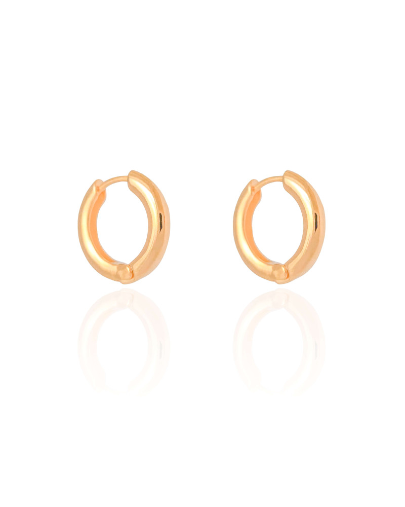 Brinco Argola Click Redonda Lisa 2.0 cm Banhado a Ouro 18K